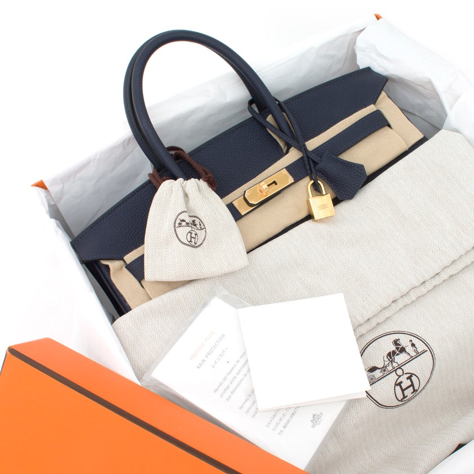 koop veilig onine aan de beste prijs Brand NEW Hermes Birkin 35 Togo Blue Nuit aan de beste prijs