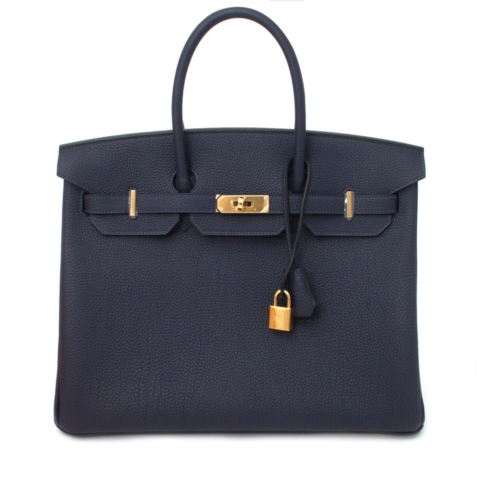 acheter en ligne seconde main sac a main Brand NEW Hermes Birkin 35 Togo Blue Nuit pour le meilleur prix