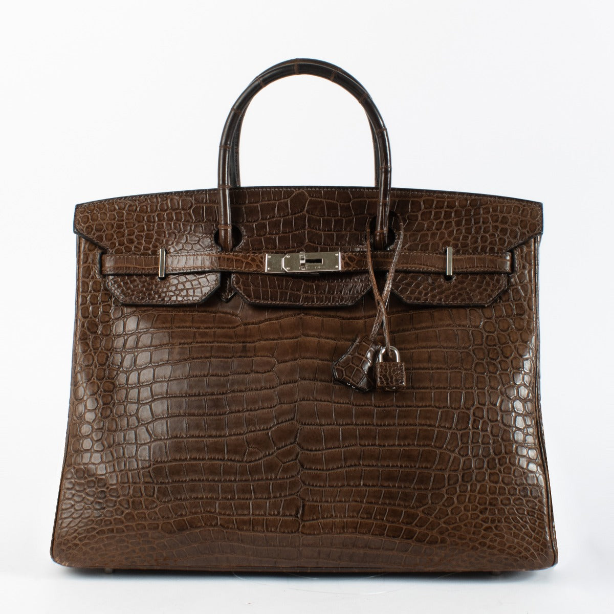 Hermès Birkin 40 Gris Elephant Mat Krokodil Porosus PHW