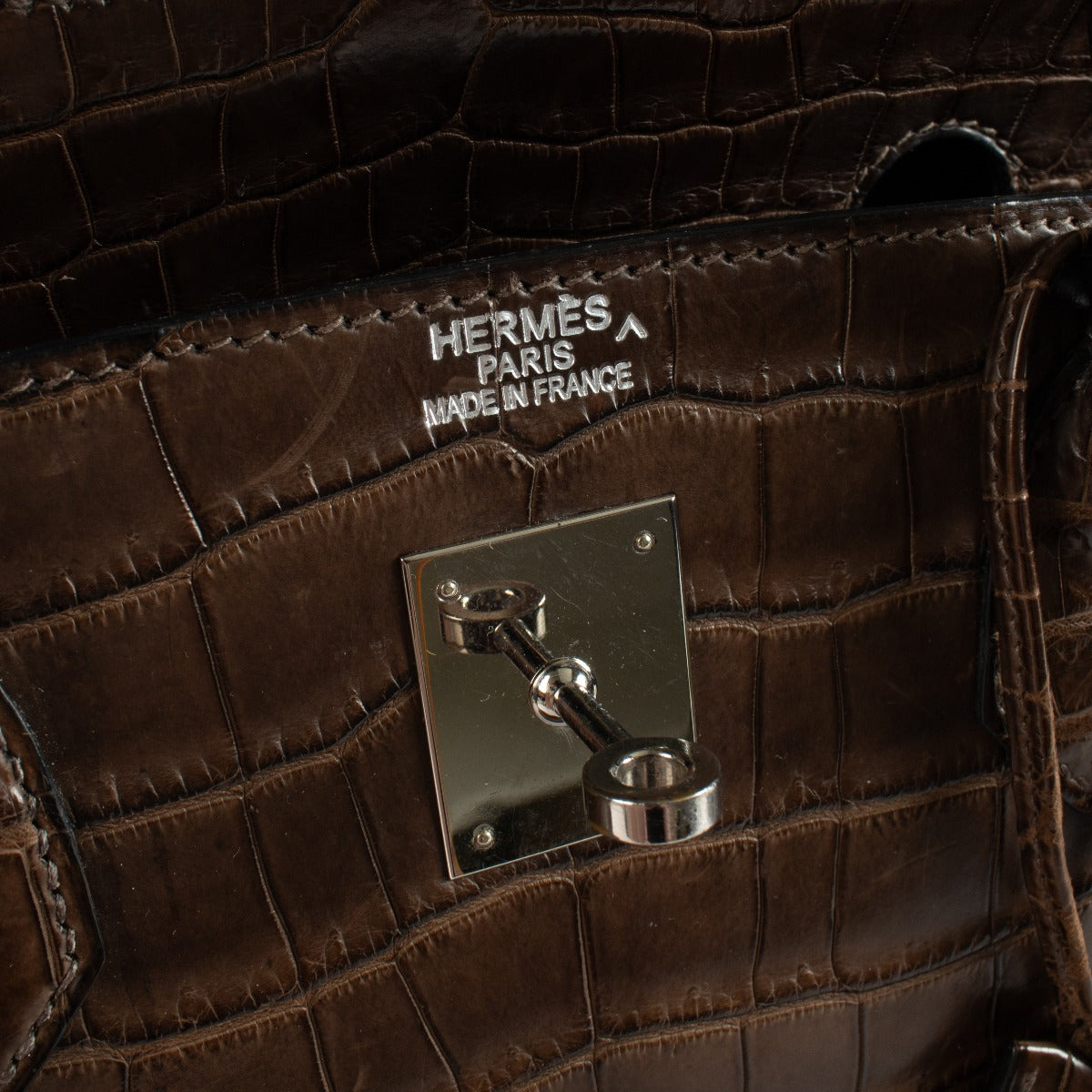 Hermès Birkin 40 Gris Elephant Mat Krokodil Porosus PHW
