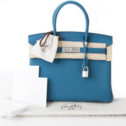 koop veilig online tweedehands Brand NEW Hermes Birkin Togo Cobalt 30 PHW aan de best prijs