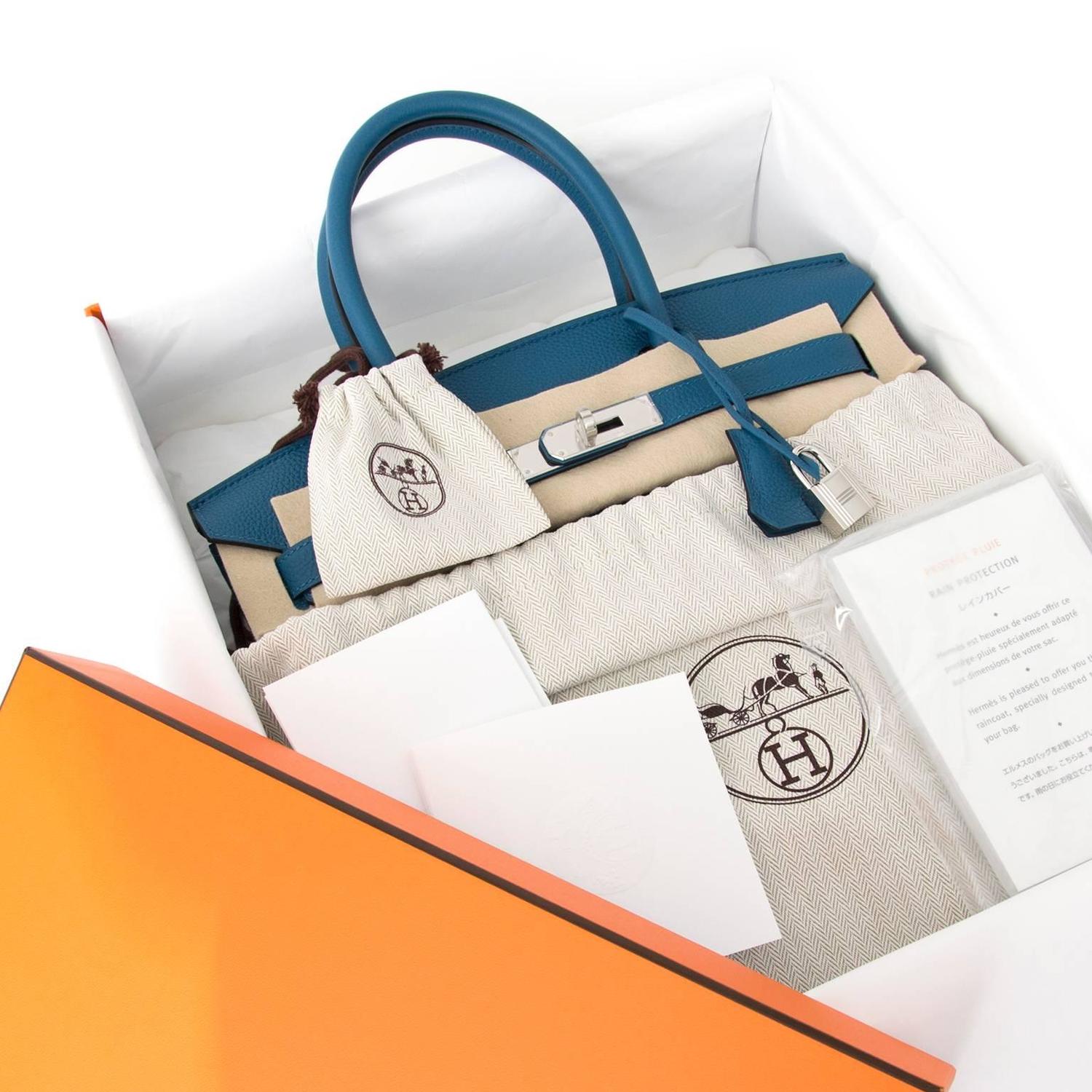 buy safe online secondhand designer Brand NEW Hermes Birkin Togo Cobalt 30 PHW at the best price