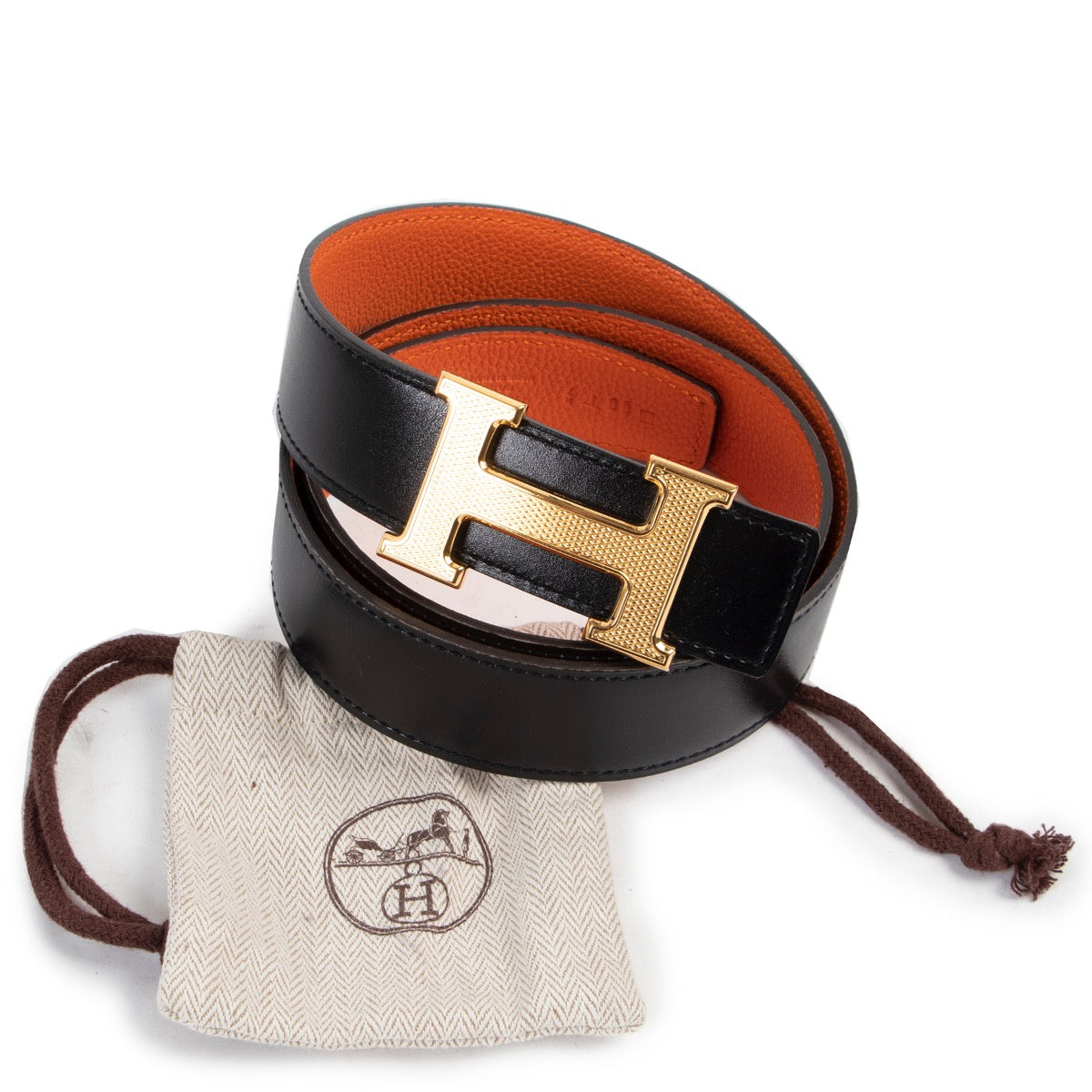 Shop safe online 100% authentic second hand Hermès Orange/ Black Reversible Belt - Size 80 at the right price at Labellov in Antwerp.
