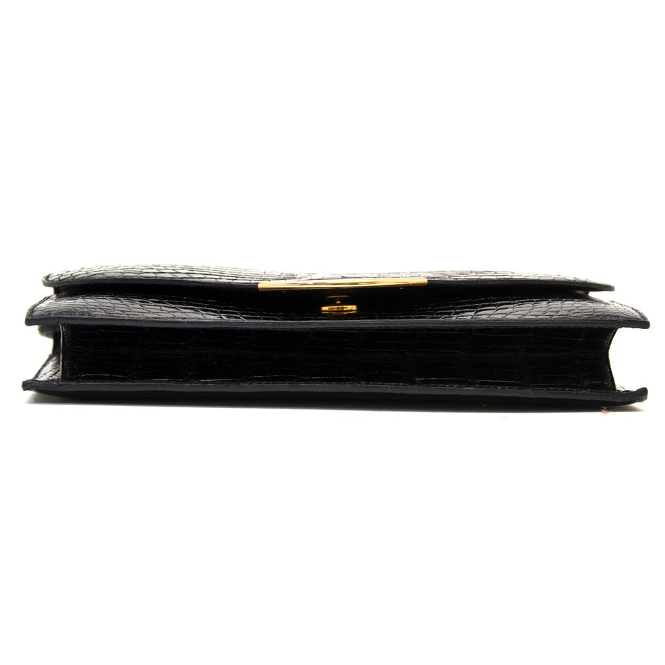 shop safe online secondhand like new Hermes Black Ondine Croco Shoulder Bag webshop labellov.com