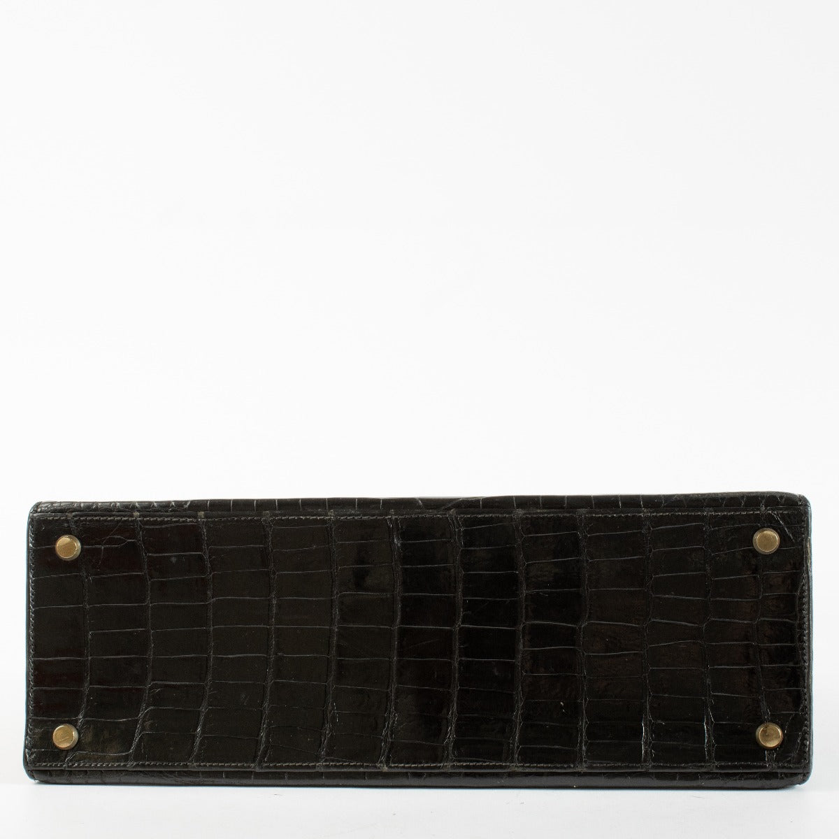 Hermès Vintage Kelly 32 Black Shiny Crocodile GHW