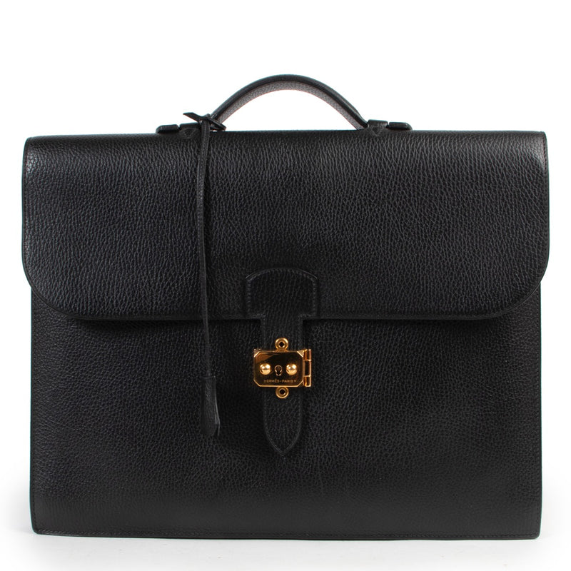 Hermes Black Vache Fjord Sac A Depeche 38 Briefcase. shop safe online Hermes Black Vache Fjord Sac A Depeche 38 Briefcase. acheter en ligne seconde main Hermes Black Vache Fjord Sac A Depeche 38 Briefcase