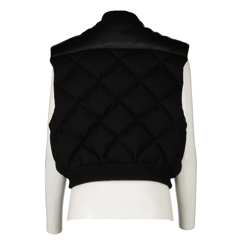 Hermès Zwart Kasjmier Gewatteerd Kort Gilet - maat 40