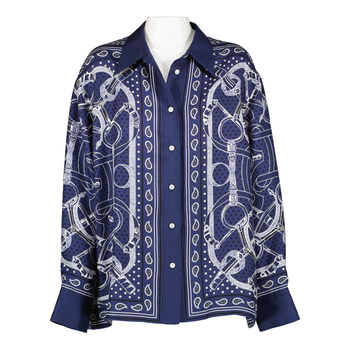 Chemise en soie Hermès imprimé Western - Taille FR42