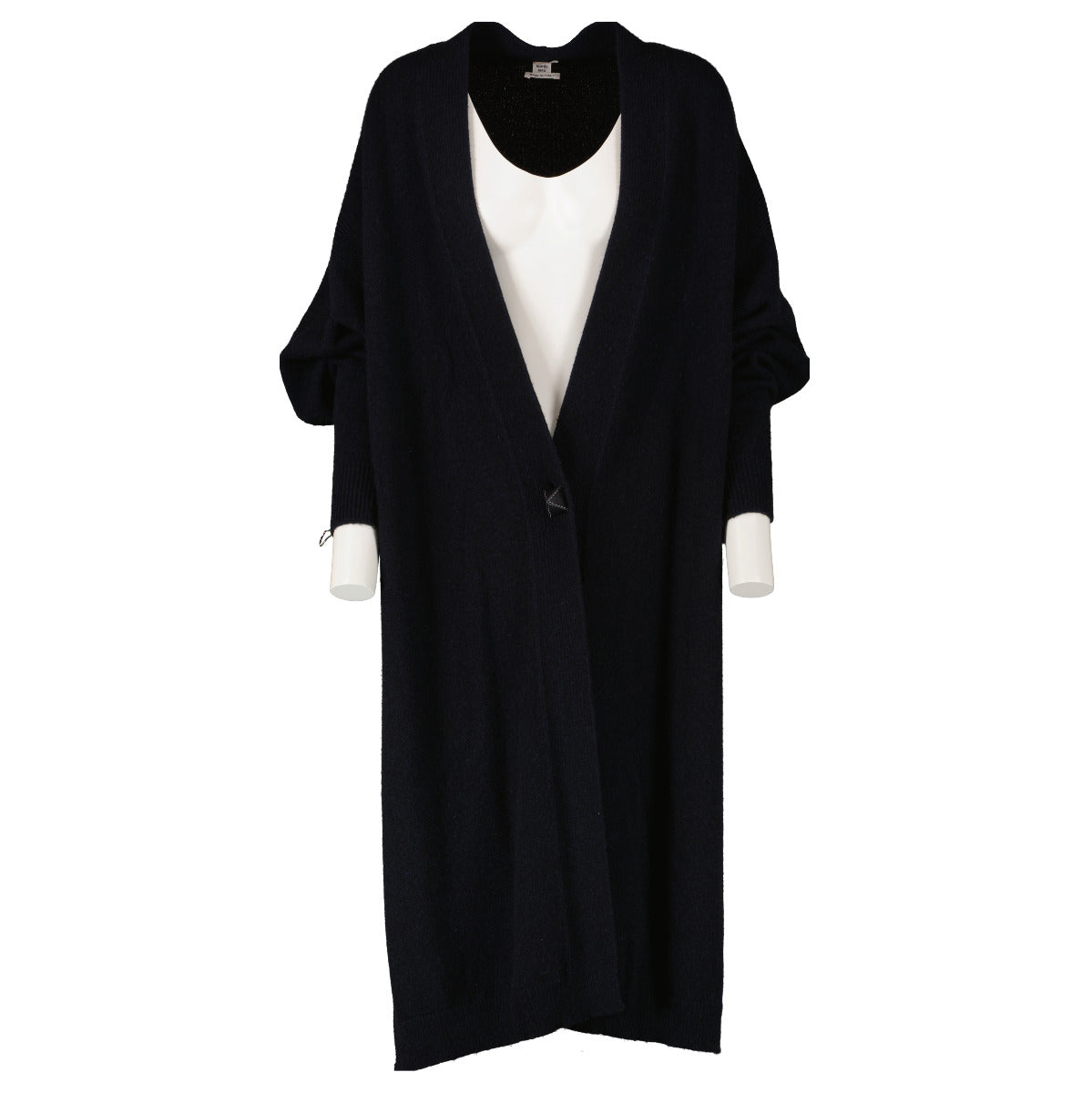 Hermès Navy Blue Longline Cashmere Cardigan - size 38