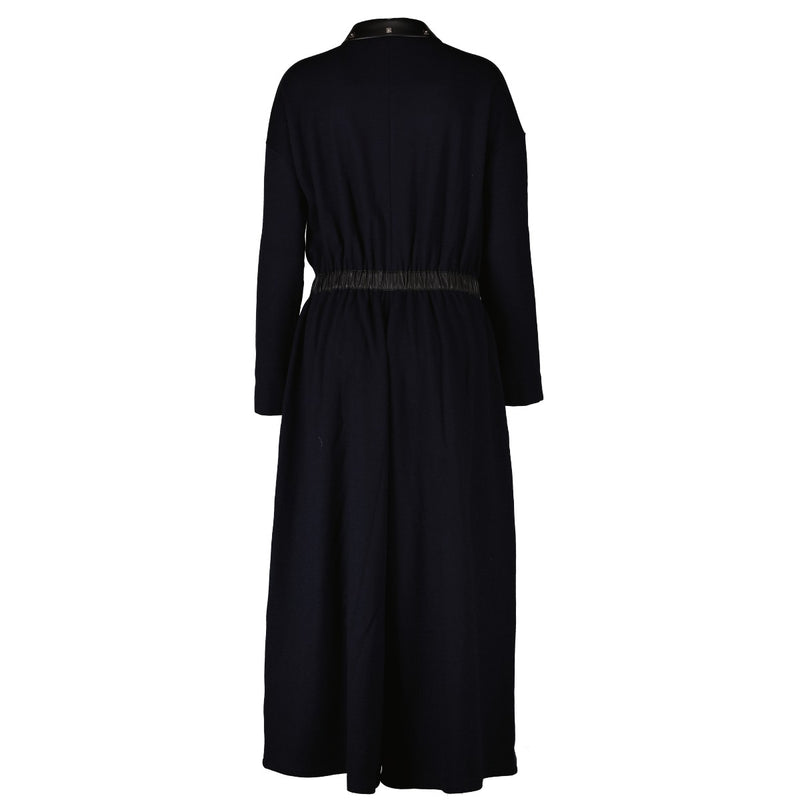 Hermès 2018 Runway Marineblauwe wollen jumpsuit - Maat FR40