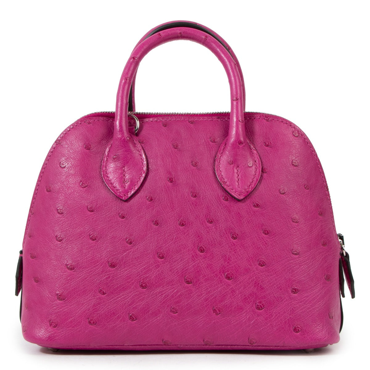 Hermès Bolide 1923 Mini Ostrich Rose Pourpre Palladium Hardware