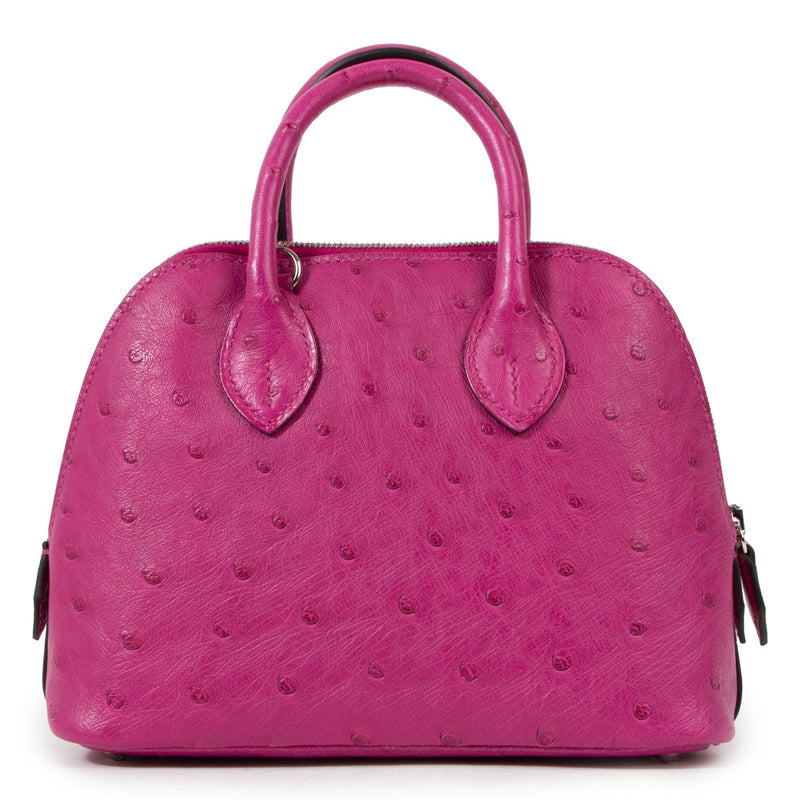 Hermès Bolide 1923 Mini Ostrich Rose Pourpre Palladium Hardware