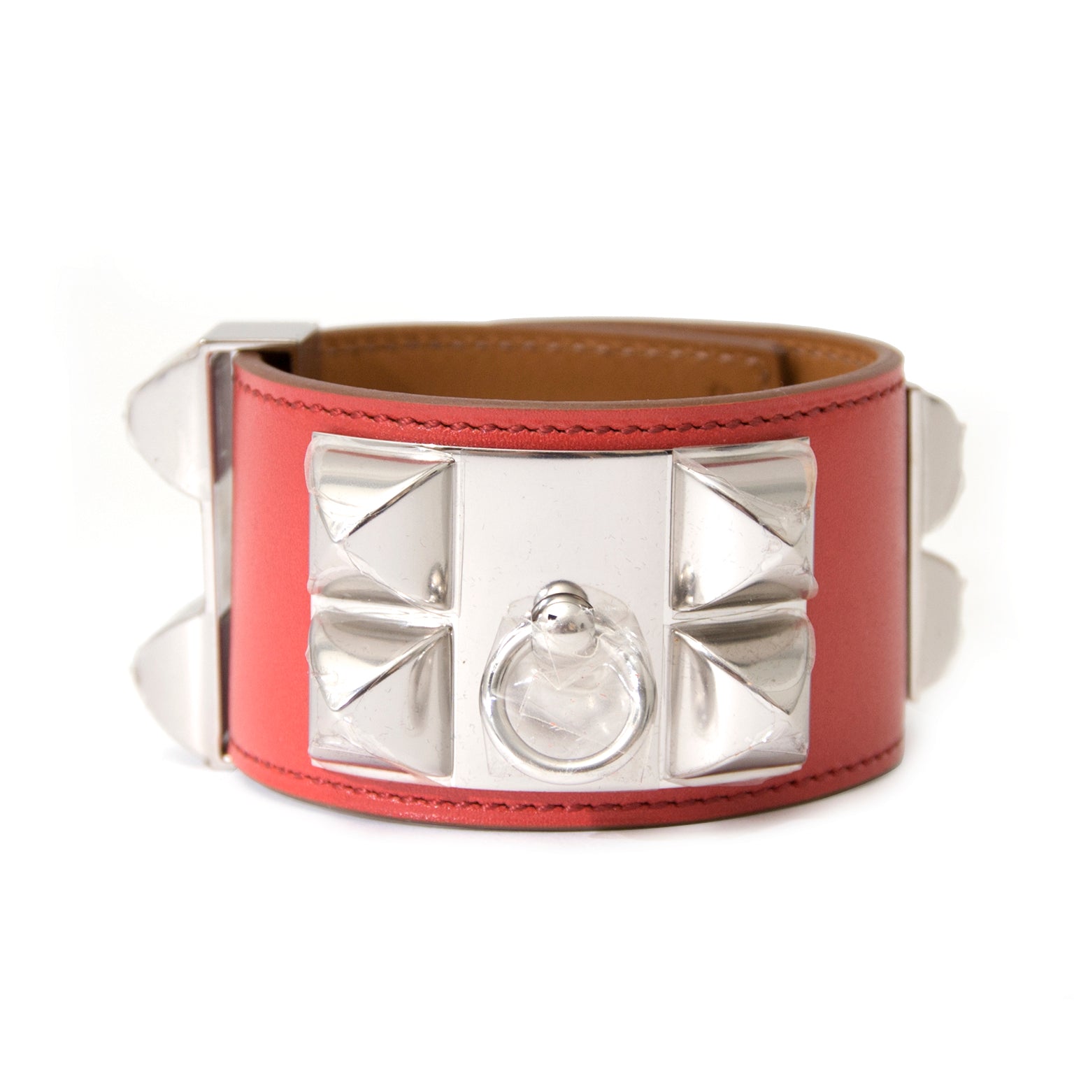 Authentic BRAND NEW Hermès Collier De Chien Veau Tadel Sanguine Bracelet PHW