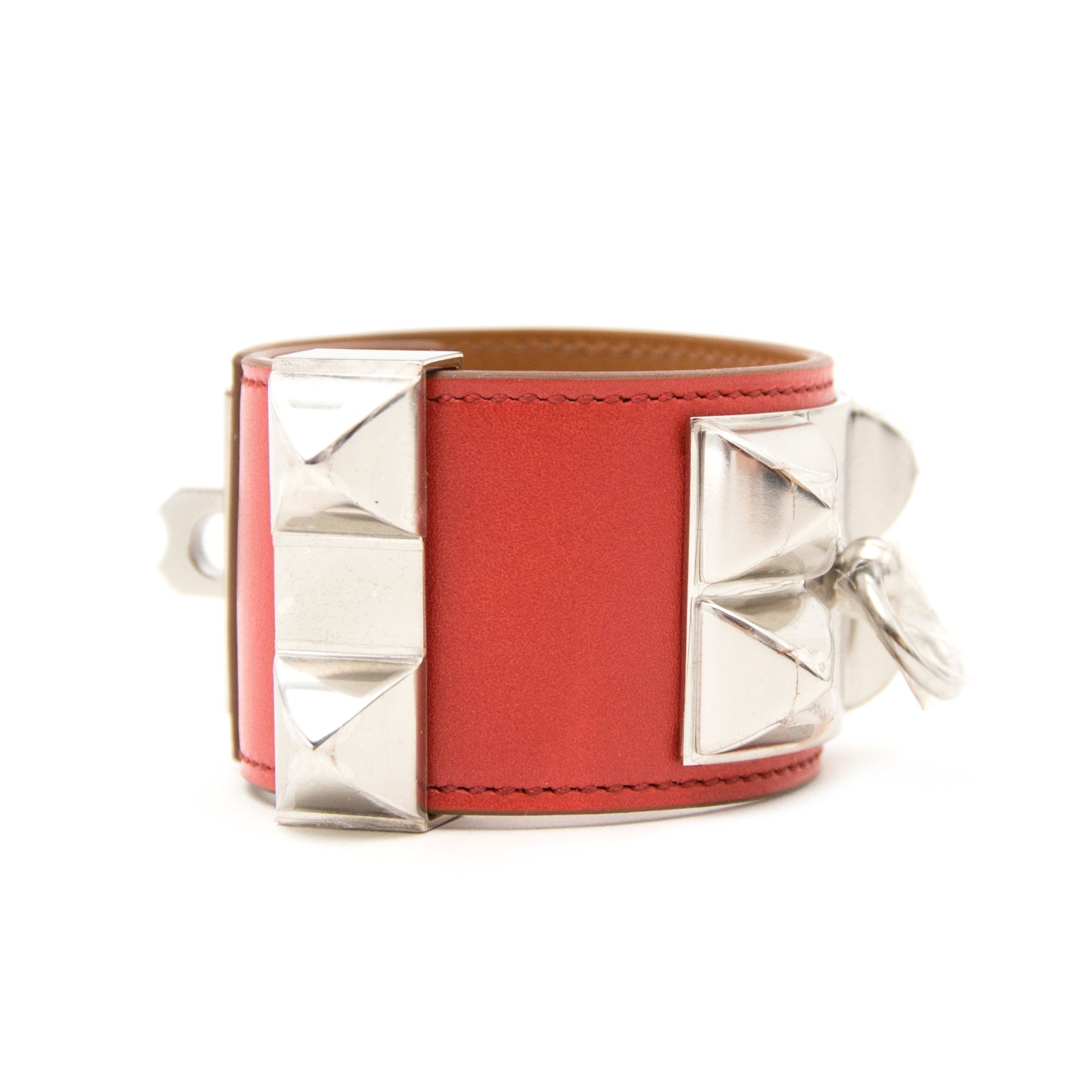Shop safe online aan de beste prijs BRAND NEW Hermès Collier De Chien Veau Tadel Sanguine Bracelet PHW