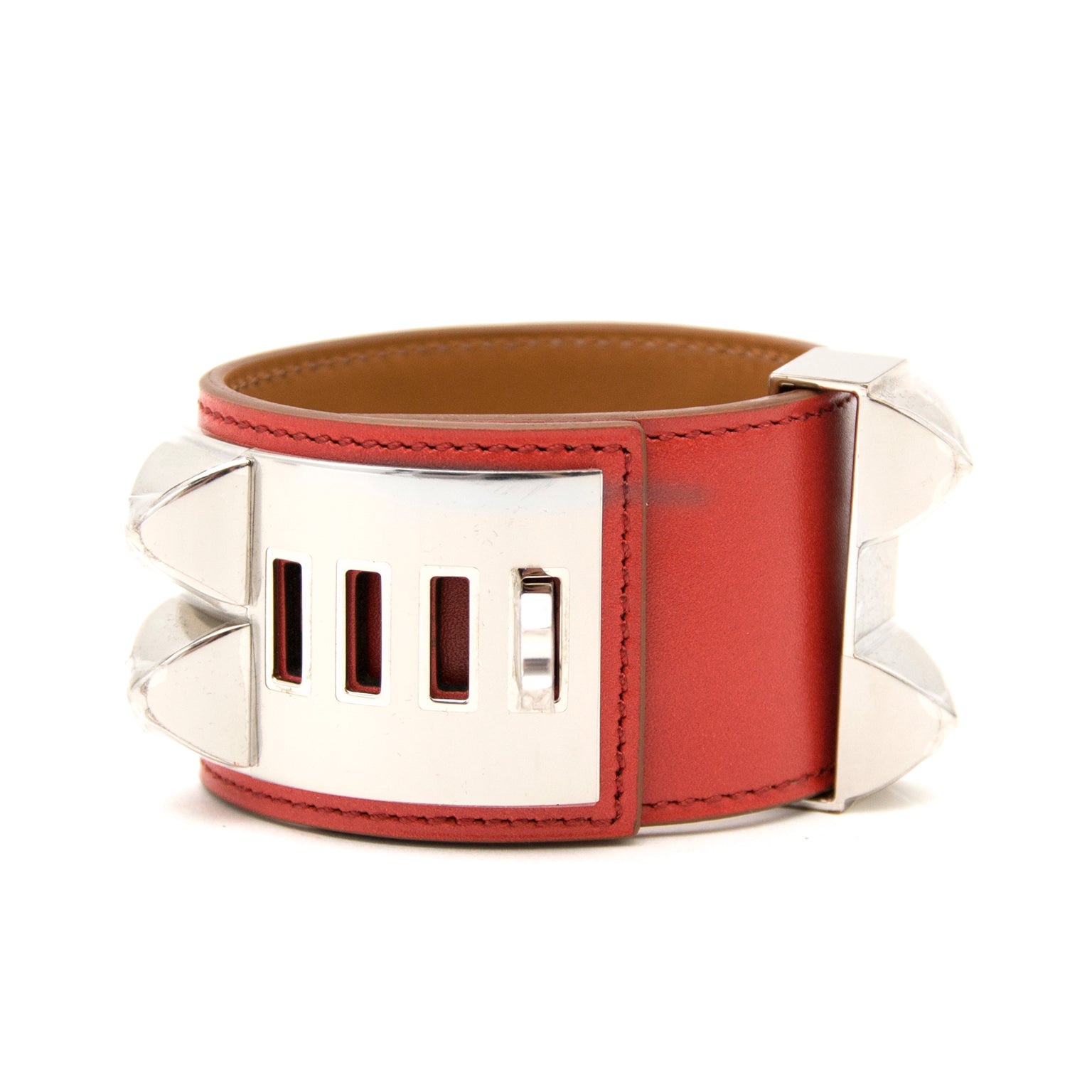 Bent u opzoek naar een BRAND NEW Hermès Collier De Chien Veau Tadel Sanguine Bracelet PHW