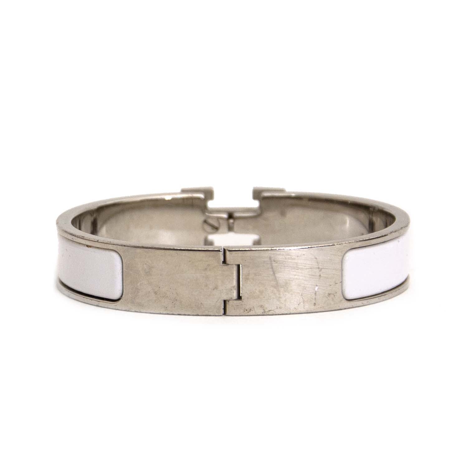 Authentique seconde main Hermès White Clic H Bracelet achète en ligne LabelLOV