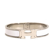 Authentic second-hand vintage Hermès White Clic H Bracelet online webshop LabelLOV