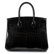 achetez hermes birkin 30 crocodile porosus lisse noir chez Labellov