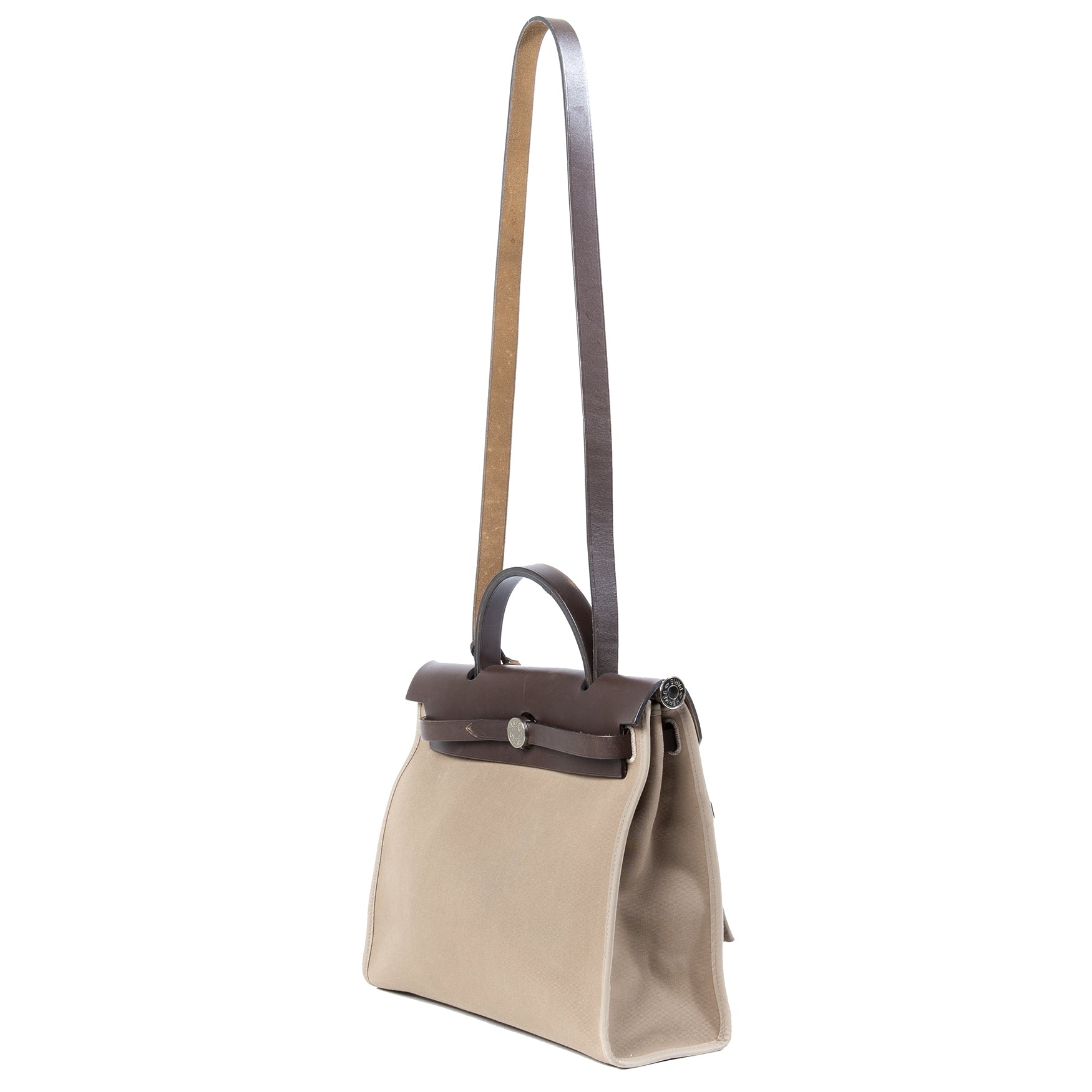 Hermès Herbag Zip Toile Vache Hunter 31 Étoupe/Ébène