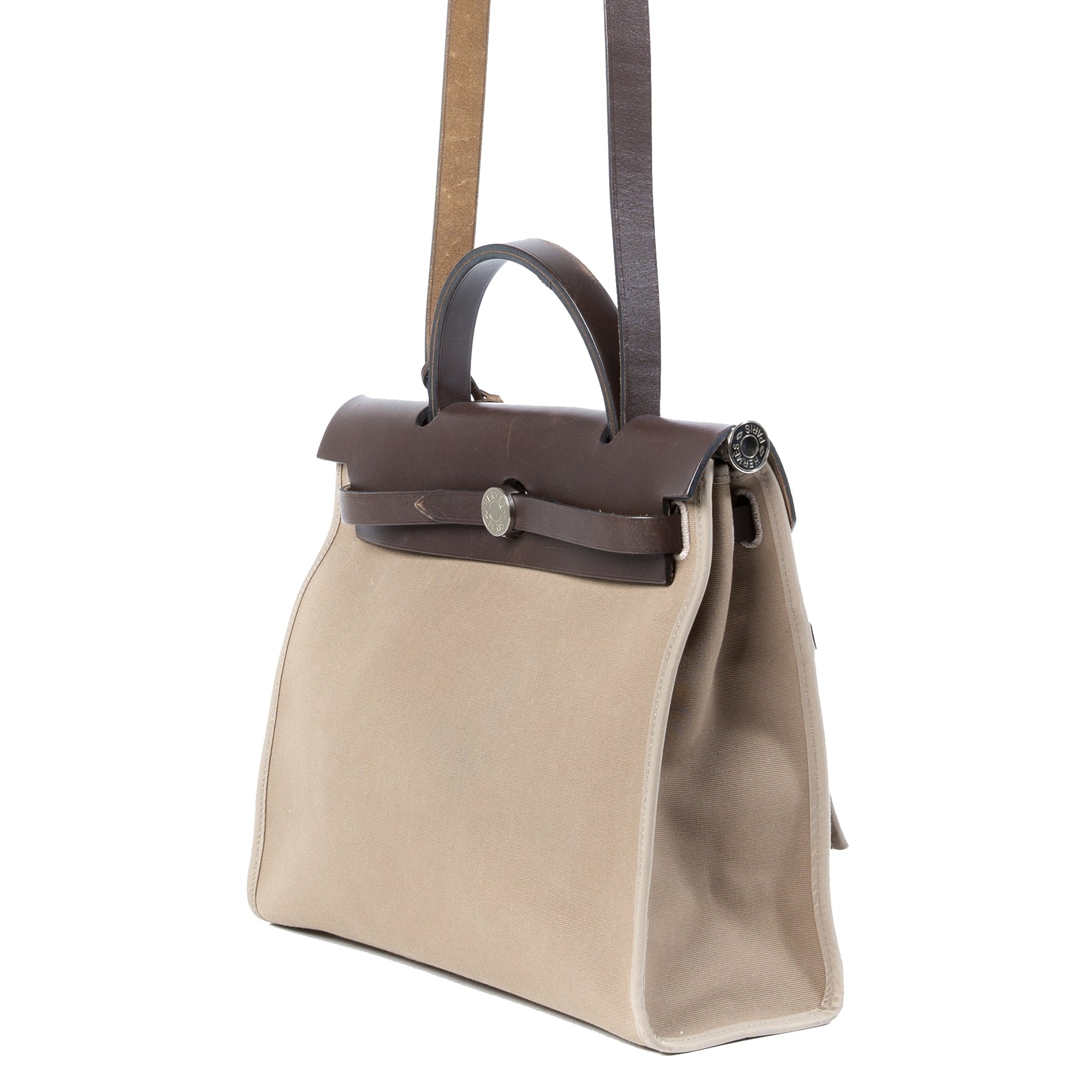 Hermès Herbag Zip Toile Vache Hunter 31 Étoupe/Ébène