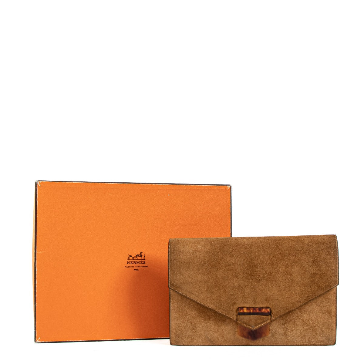 Hermès Pan Natural Doblis Suede Vintage Clutch