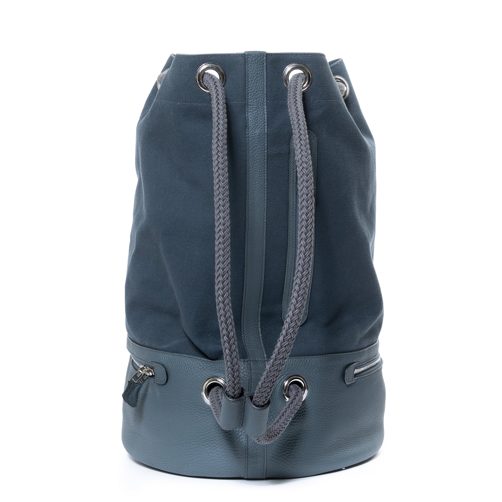 Hermès Blue Marin Drawstring Bucket Bag for sale onlin at Labellov secondhand luxury