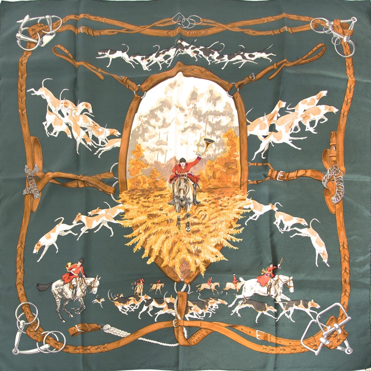 Hermès Carré Silk Scarf 'Le Bien Aller' aan de beste prijs Hermès Carré Silk Scarf 'Le Bien Aller'