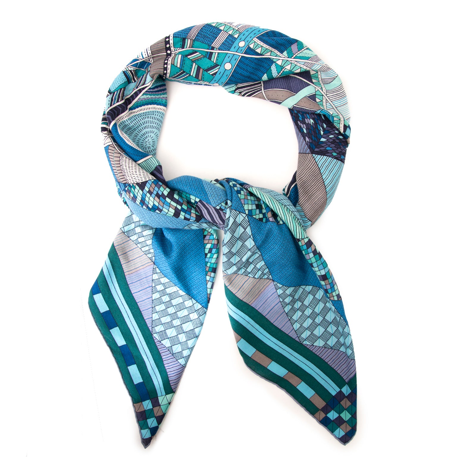 Acheter en ligne chez Labellov.com BRAND NEW Hermès Cashmere Patchwork Horse Scarf