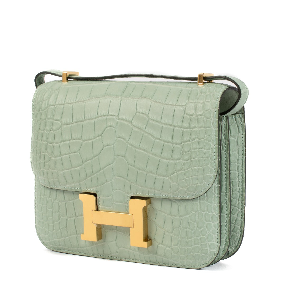Hermès Constance III Mini Vert d'Eau Matte Alligator GHW