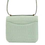 Authentic second hand brand new Hermès Constance III Mini Vert d'Eau Matte Alligator GHW on www.labellov.com