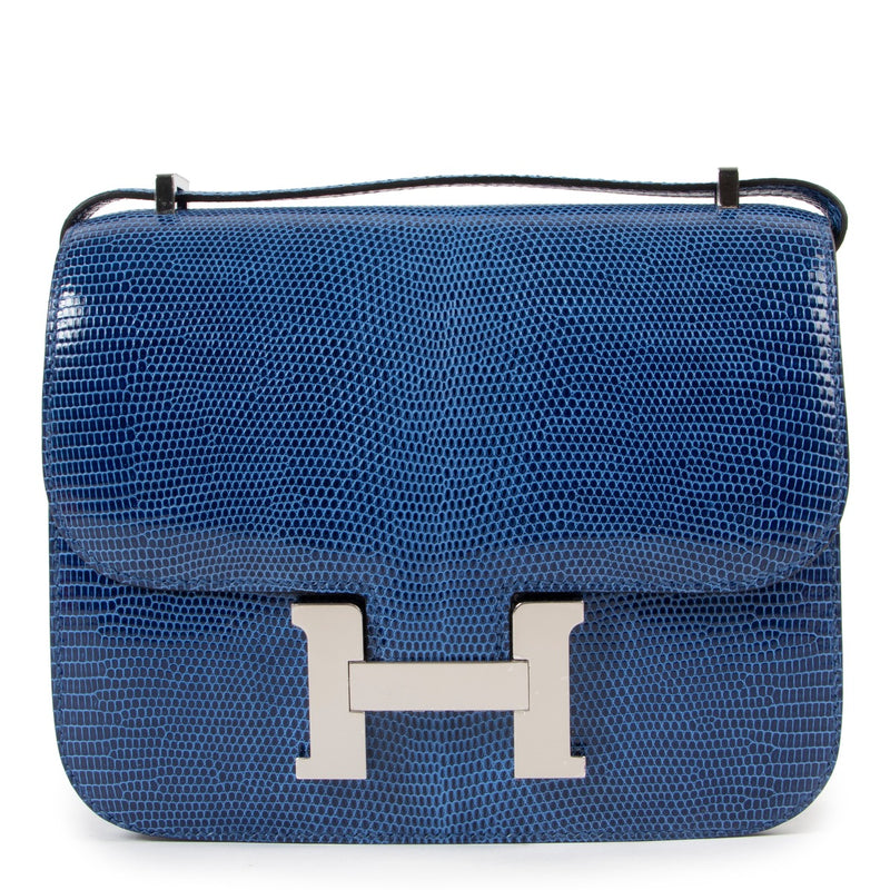 Buy authentic second hand luxury designer Hermès Constance Mini Bleu Saphir Lizard Niloticus Lisse PHW at Labellov.