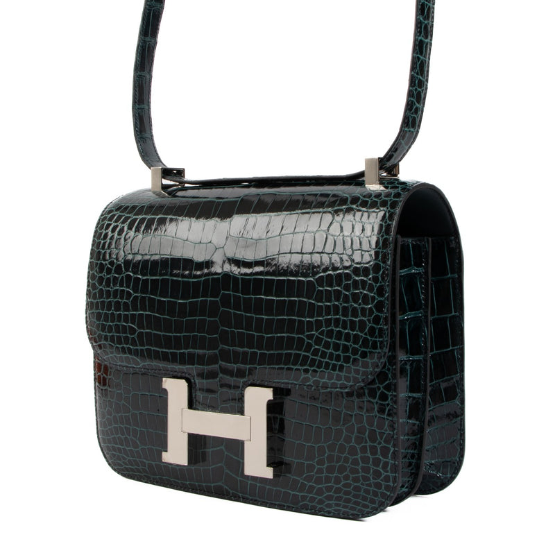 Hermès Constance 24 Vert Rousseau Shiny Crocodile Porosus