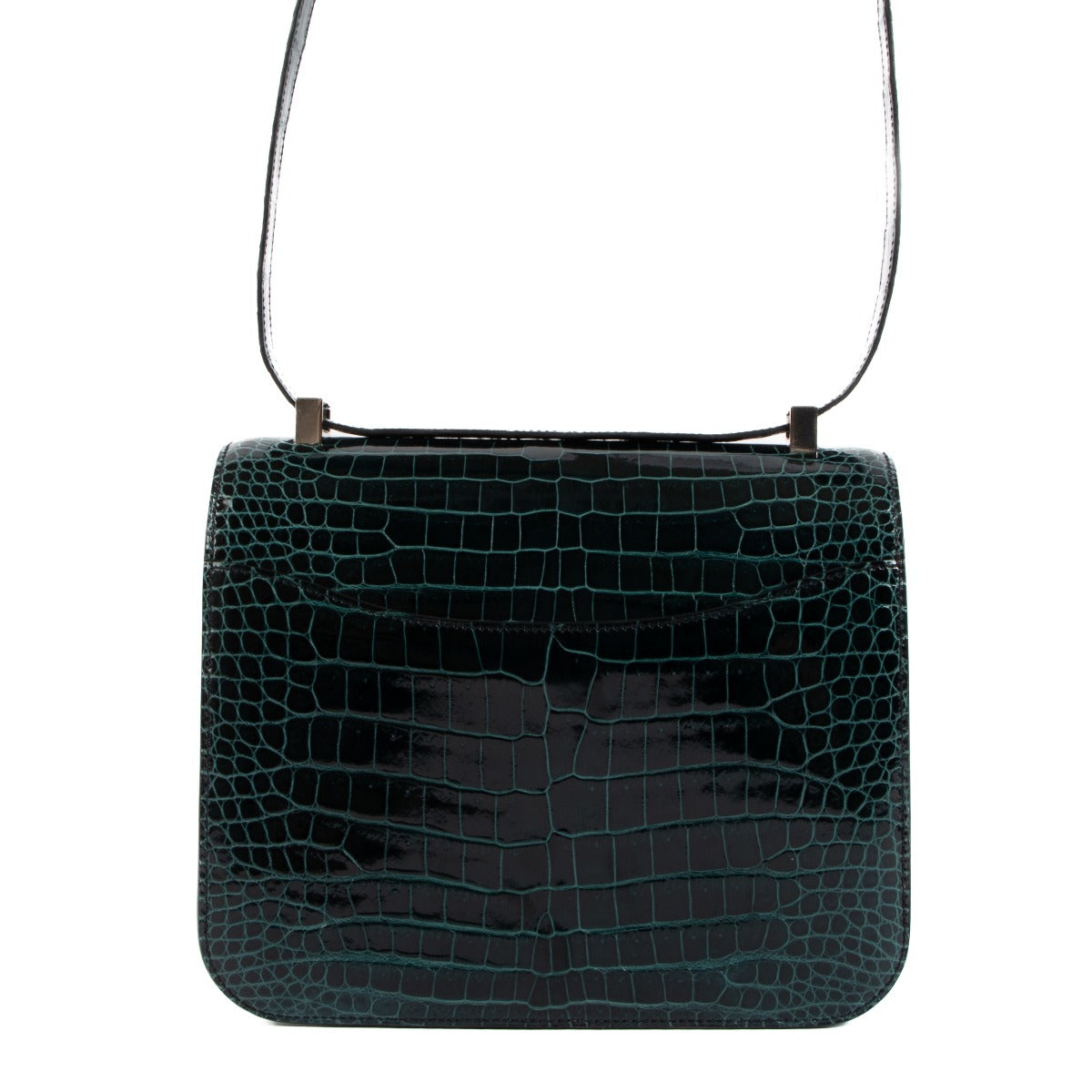 Authentic pre-owned Hermès Constance 24 Vert Rousseau Shiny Crocodile Porosus on www.labellov.com