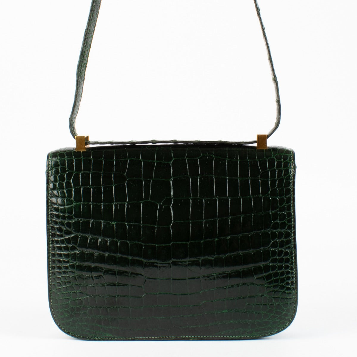 Hermès Vintage Constance 23 Vert Fonce Glanzend Krokodil Porosus GHW