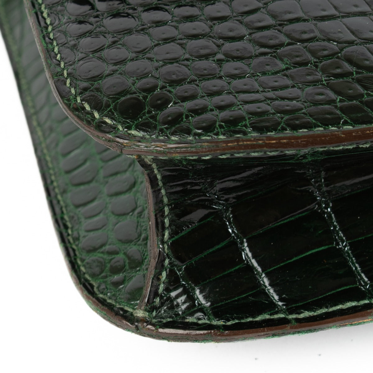 Hermès Vintage Constance 23 Vert Fonce Glanzend Krokodil Porosus GHW