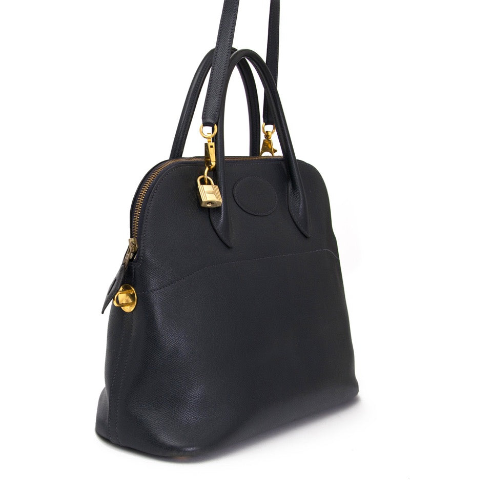 Buy Hermes Bolide Dark Blue GHW 35 at the right price at LabelLOV vintage webshop. Luxe, vintage, fashion. Safe and secure online shopping. Antwerp, Belgium.