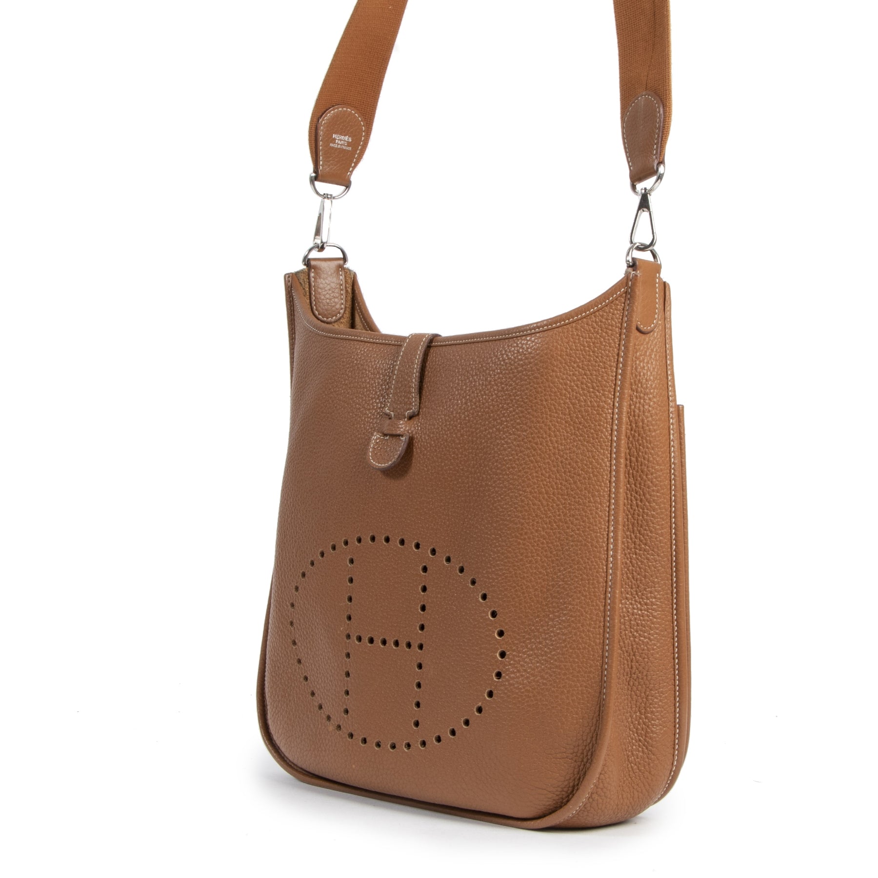 Authentieke Tweedehands Hermès Evelyne Gold GM Bag juiste prijs veilig online shoppen luxe merken webshop winkelen Antwerpen België mode fashion