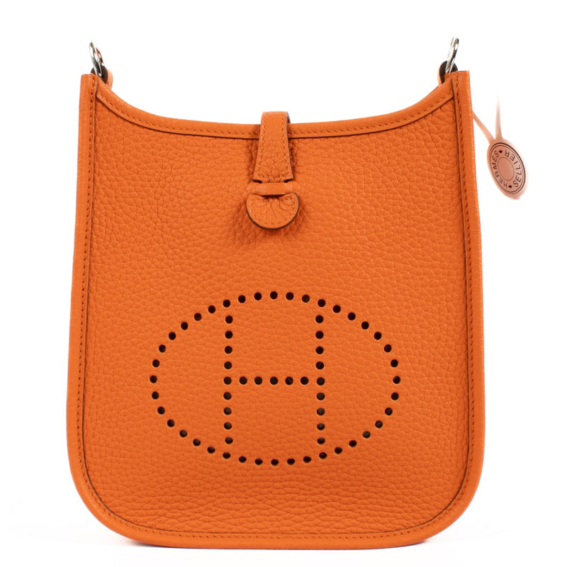Authentic brand new Hermès orange Evelyne 16 Feu Clemence PHW on www.labellov.com