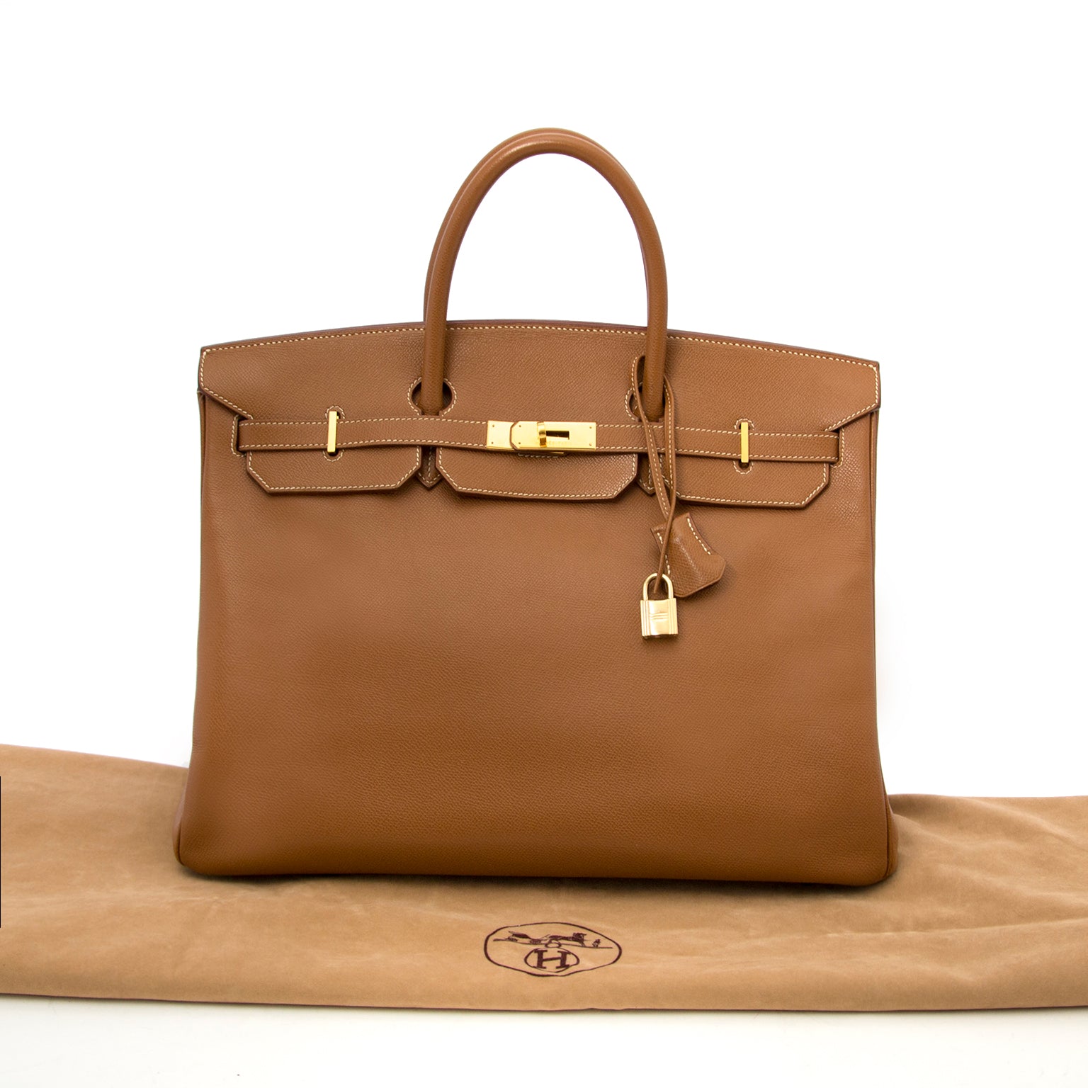 comme neuf sac a main 100% authenic Hermes Birkin 40 Gold Hermes Veau Grain Lisse GHW for the best price