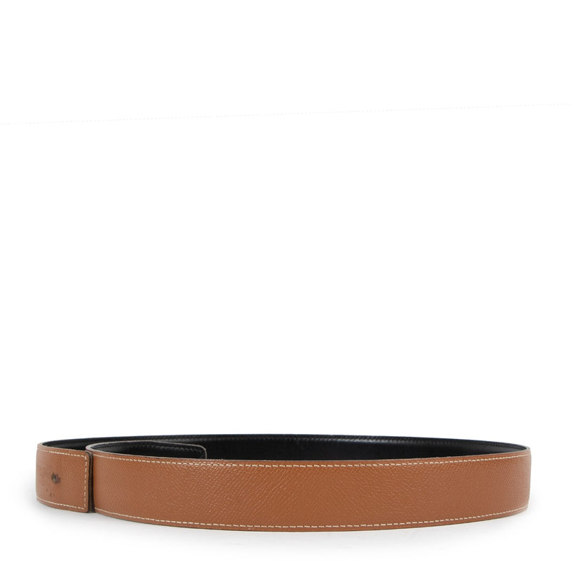 Hermès Gold Epsom/Black Box Leather Belt Strap