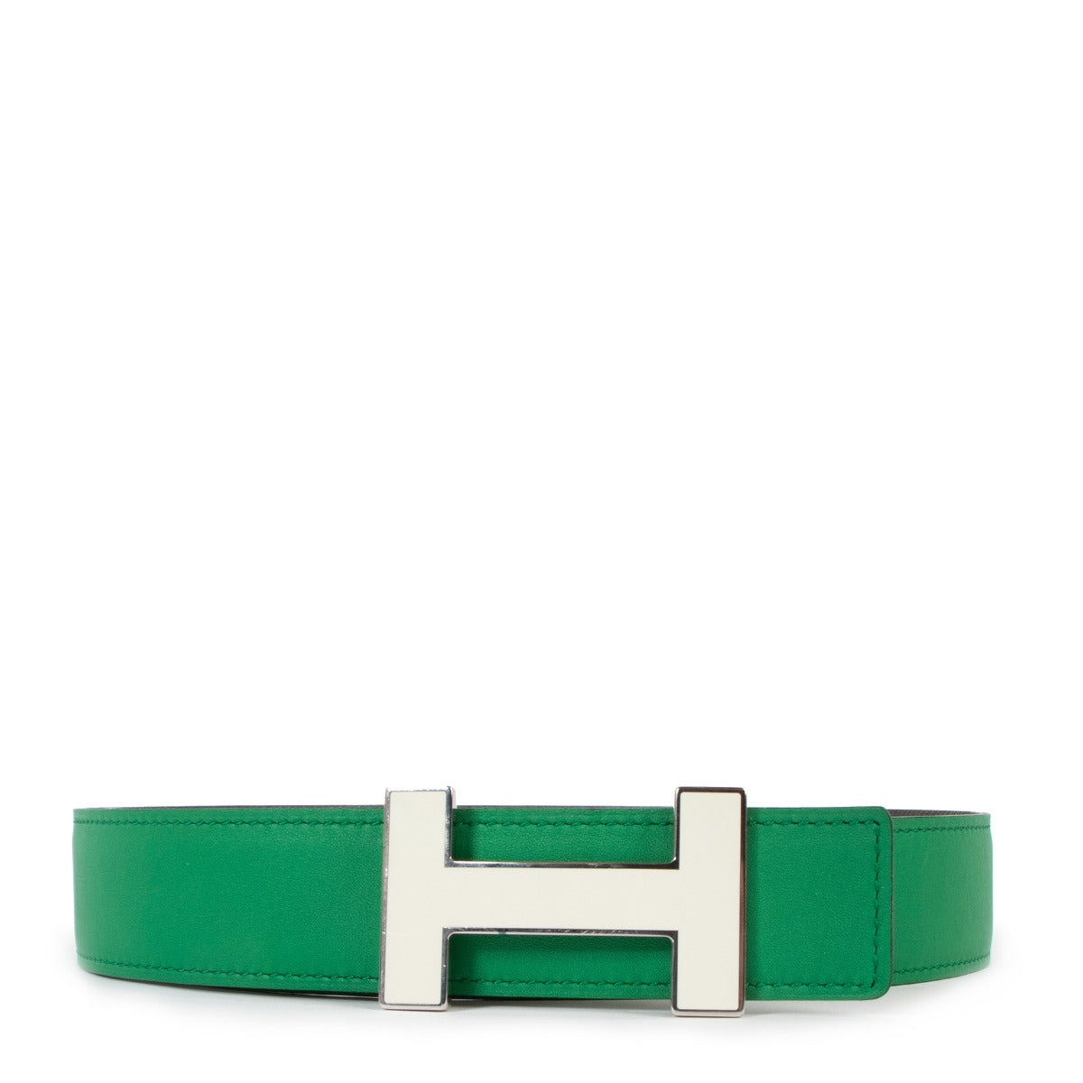 Hermès H Email Bamboo/Etoupe Swift/Epsom Reversible Belt