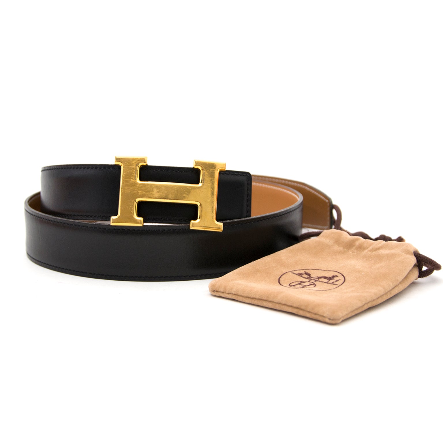 Acheter en ligne chez Labellov.com Hermès Reversible Gold/Black Constance H Belt