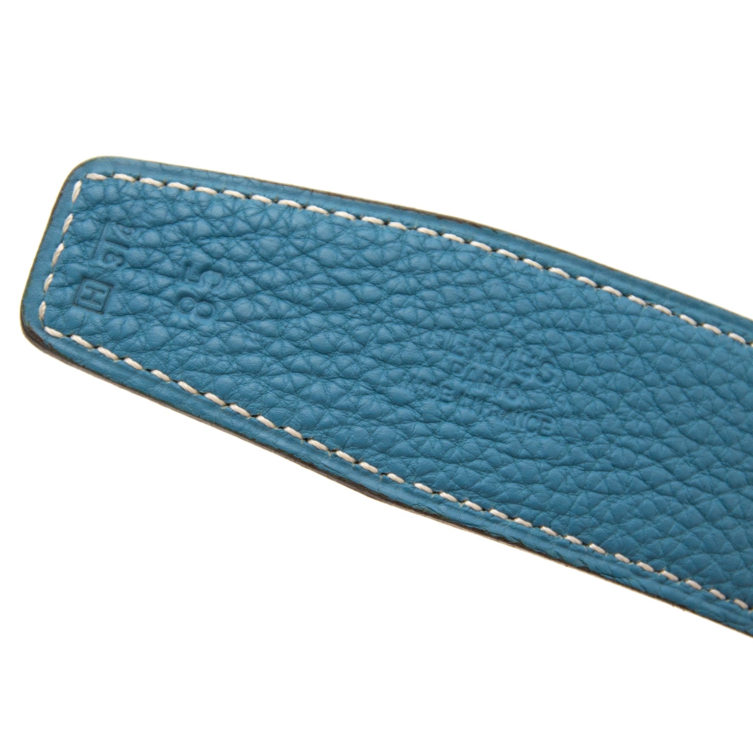 Acheter en ligne chez Labellov.com Hermès Reversible Blue/Brown Constance H Belt
