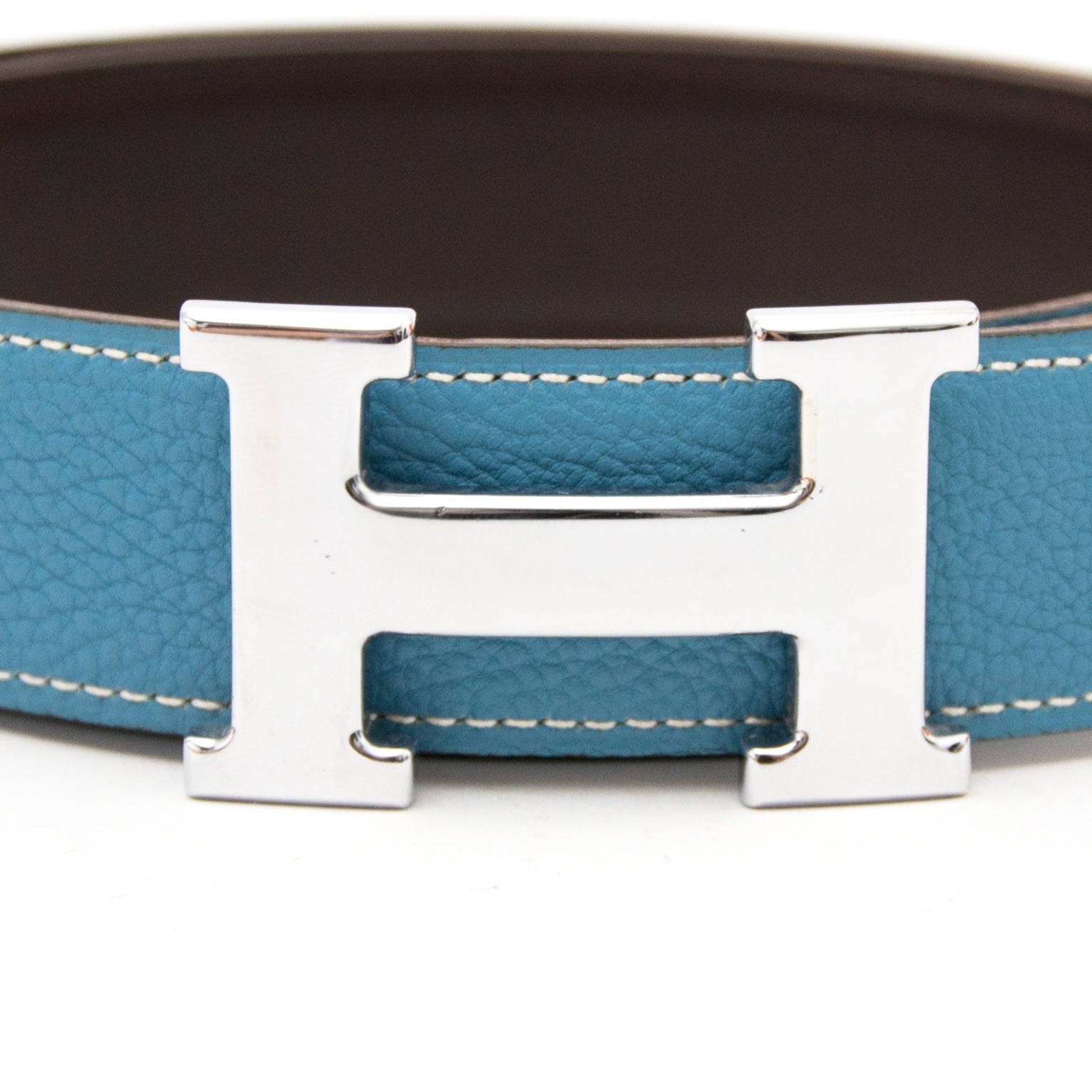 Authentic Hermès Reversible Blue/Brown Constance H Belt
