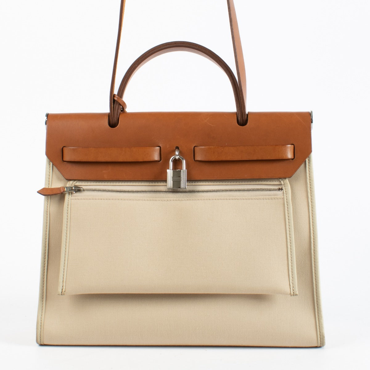 Hermès Herbag Zip 31 Toile Officier/Hunter Trench PHW