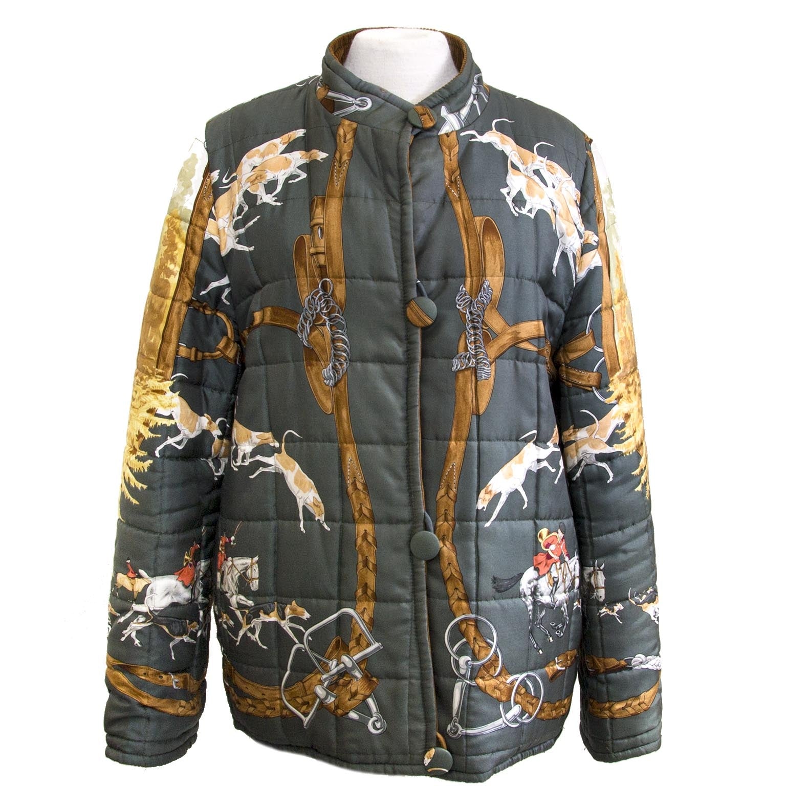 shop safe online secondhand Very Rare Hermes Vintage Reversible Quilted Silk/Corduroy Coat -Size M