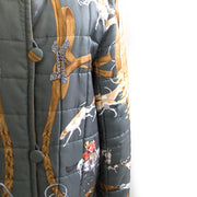 secondhand Very Rare Hermes Vintage Reversible Quilted Silk/Corduroy Coat -Size M hunting jacket
