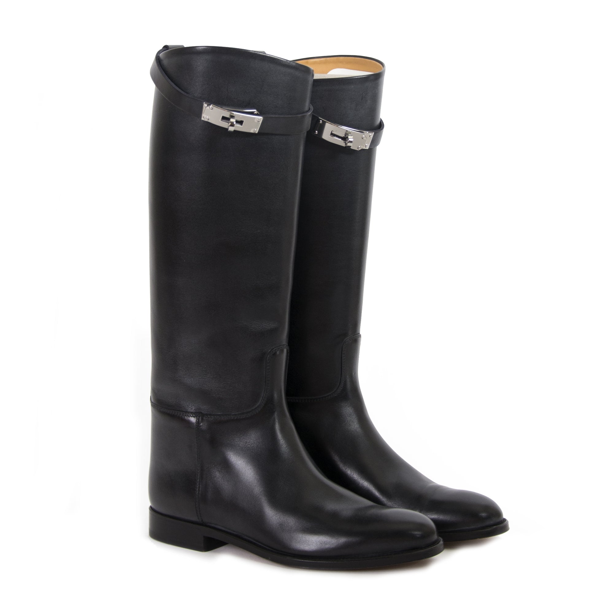 Hermès Black Boxcalf Jumping Boots - Size 38 now for sale at labellov vintage fashion webshop belgium
