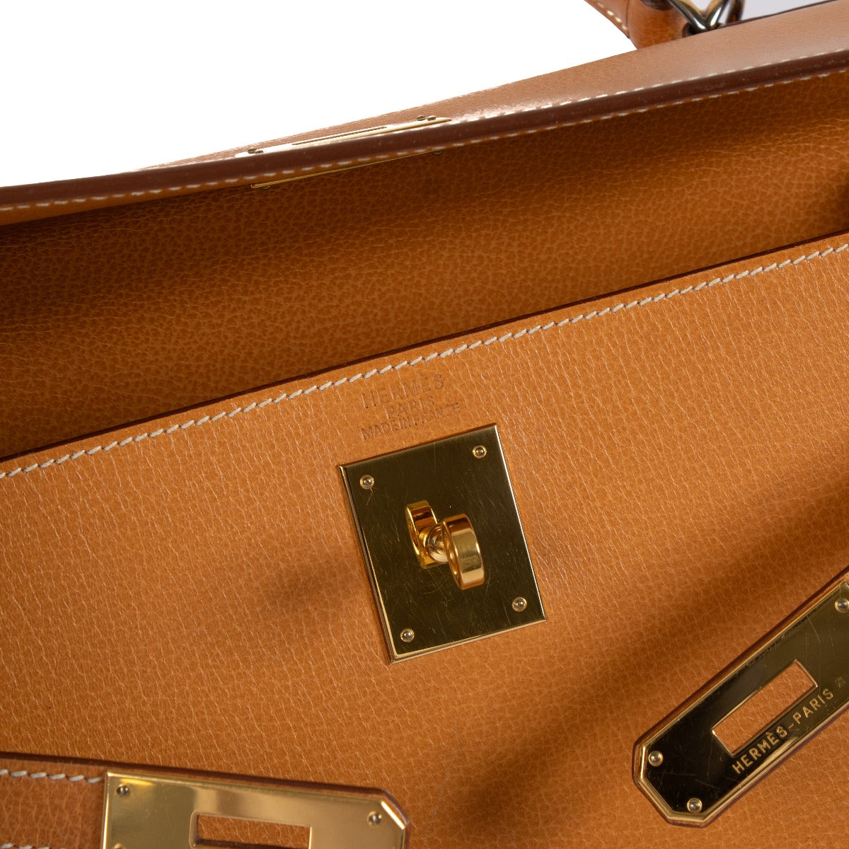 Hermès Kelly 32 Natural Sable Ardennes GHW