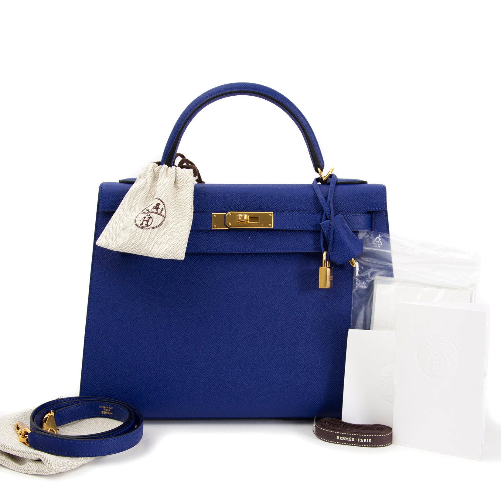 Are you looking for an authentic Hermès Kelly 32 Sellier Bleu Electrique Epsom GHW ?